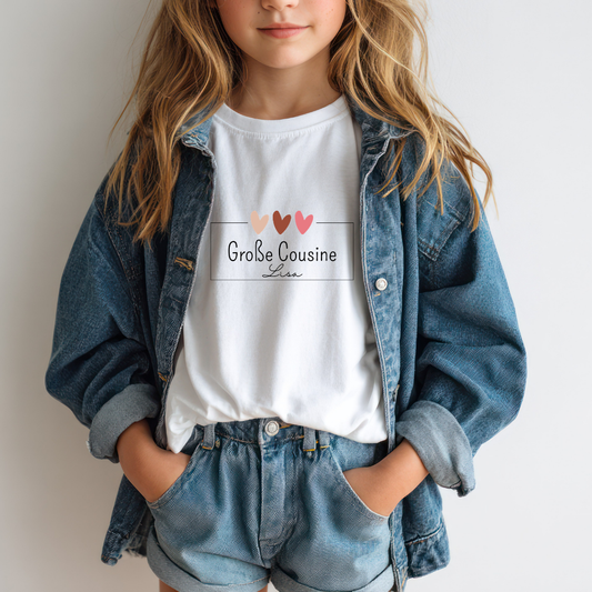 Große Cousine -personalisierbar- Kinder T-Shirt
