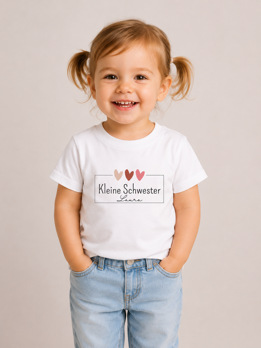 Kleine Schwester -personalisierbar- Baby T-Shirt