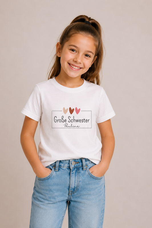 Große Schwester -personalisierbar- Kinder T-Shirt