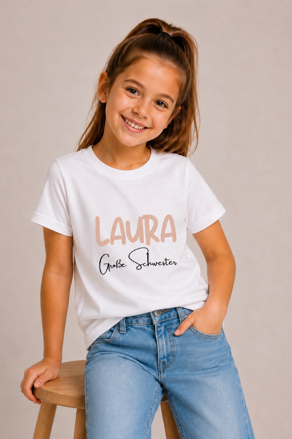 Große Schwester -personalisierbar- Kinder T-Shirt