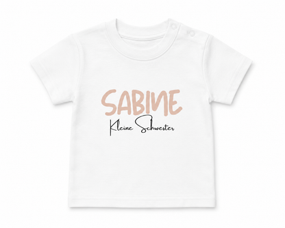 Kleine Schwester -personalisierbar- Baby T-Shirt