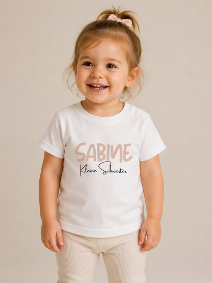 Kleine Schwester -personalisierbar- Baby T-Shirt