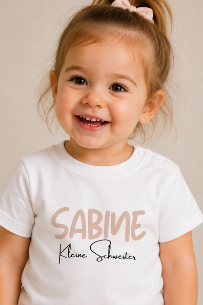 Kleine Schwester -personalisierbar- Baby T-Shirt