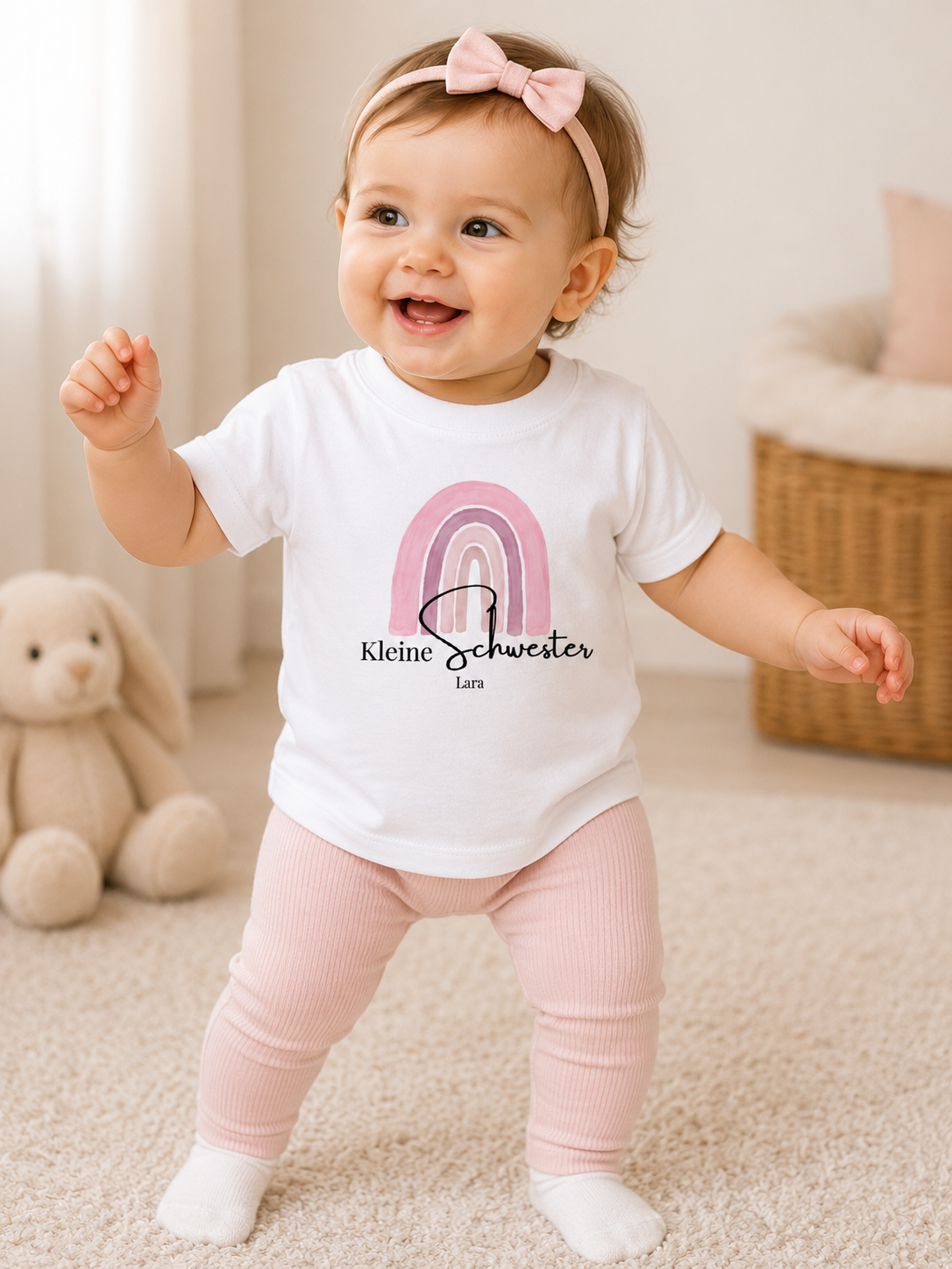 Kleine Schwester -personalisierbar- Baby T-Shirt