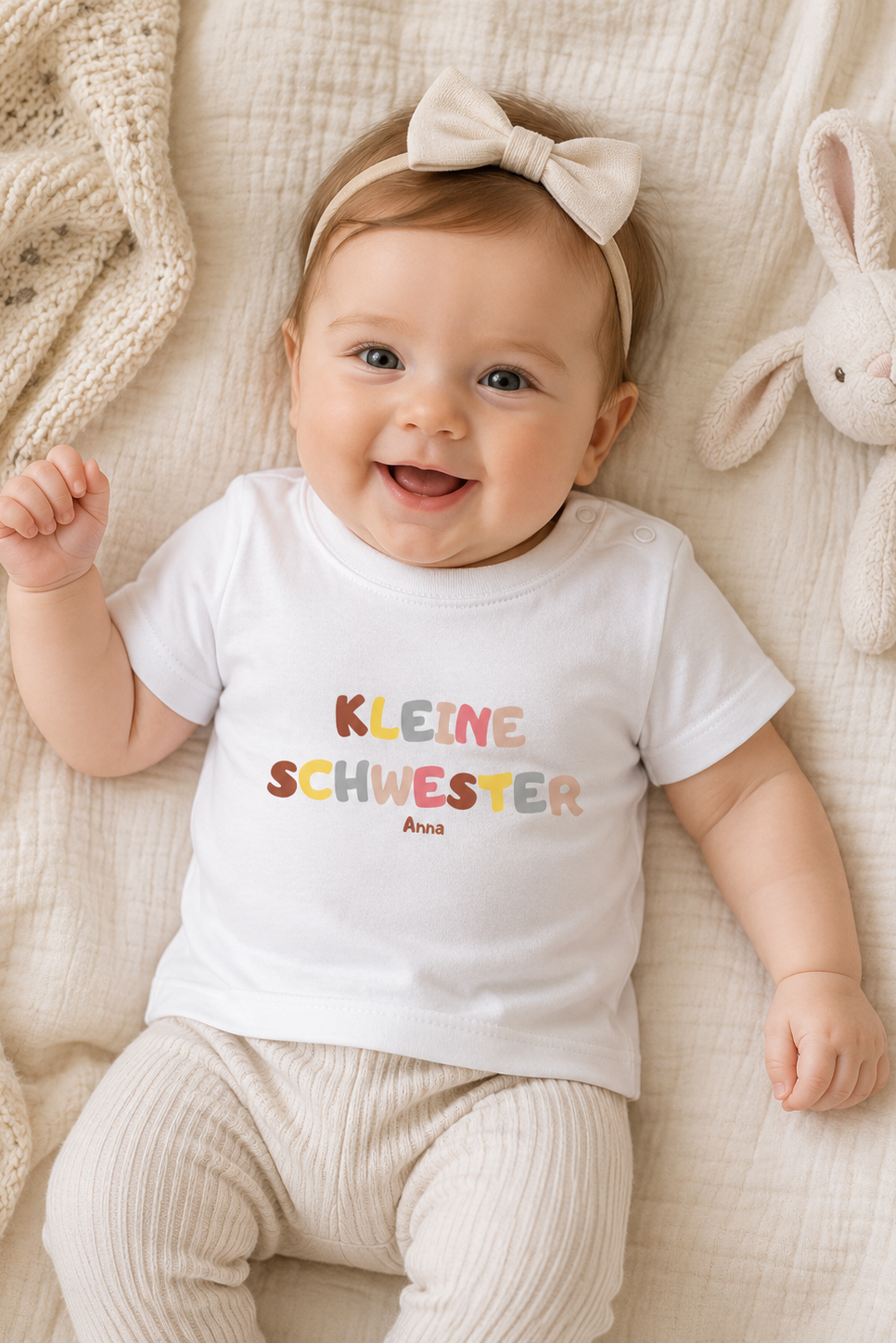 Kleine Schwester -personalisierbar- Baby T-Shirt
