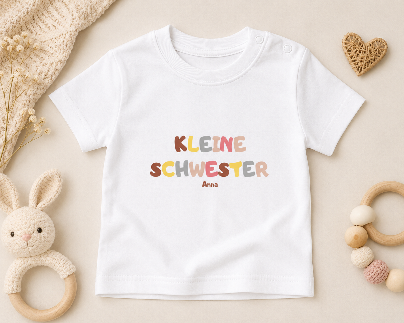 Kleine Schwester -personalisierbar- Baby T-Shirt