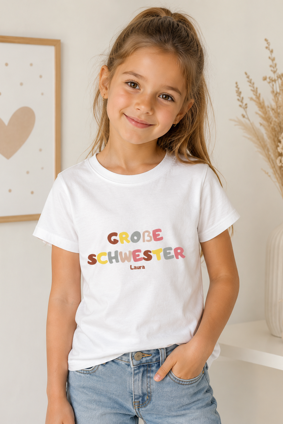 Große Schwester -personalisierbar- Kinder T-Shirt