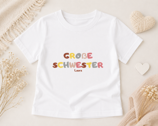 Große Schwester -personalisierbar- Kinder T-Shirt