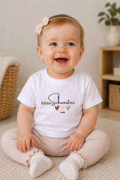 Kleine Schwester -personalisierbar- Baby T-Shirt